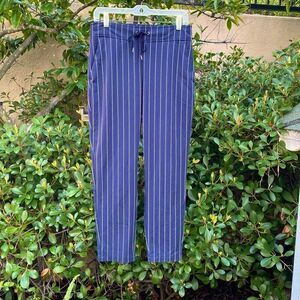 Athleta Women's Navy Blue White Striped Mid-Town Jogger/Pants Size 10. EUC